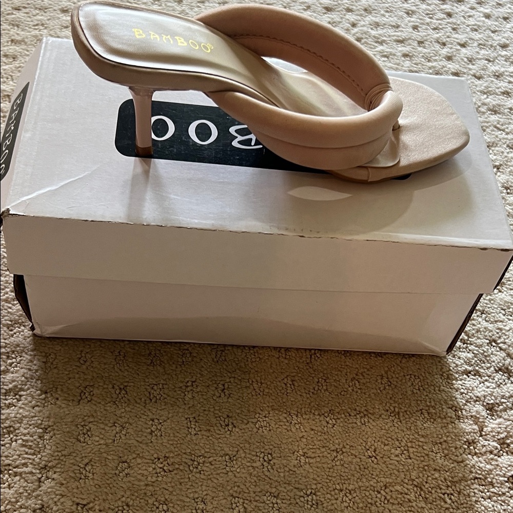 BAMBOO Women's Beige Heeled Sandals